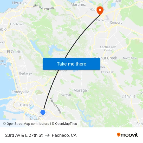 23rd Av & E 27th St to Pacheco, CA map
