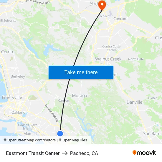 Eastmont Transit Center to Pacheco, CA map