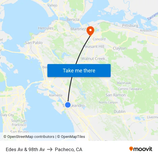 Edes Av & 98th Av to Pacheco, CA map