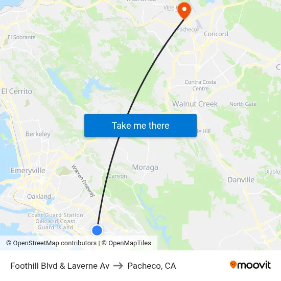 Foothill Blvd & Laverne Av to Pacheco, CA map