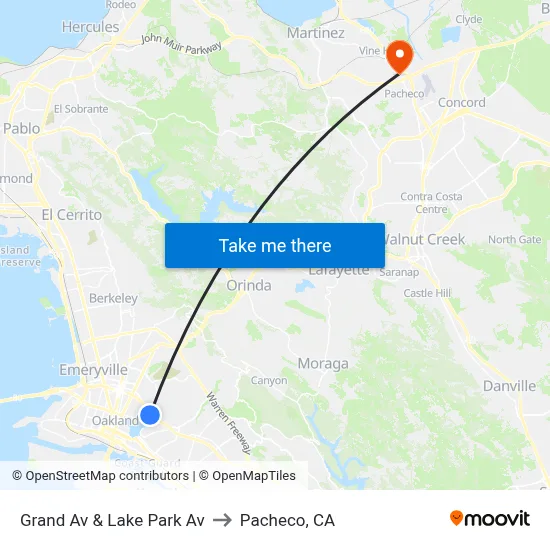 Grand Av & Lake Park Av to Pacheco, CA map