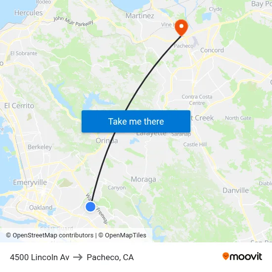 4500 Lincoln Av to Pacheco, CA map