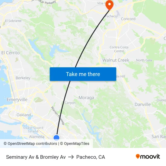 Seminary Av & Bromley Av to Pacheco, CA map