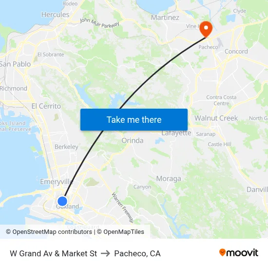 W Grand Av & Market St to Pacheco, CA map