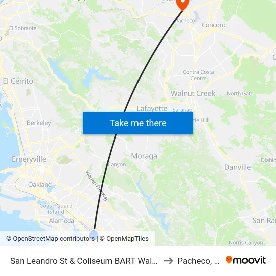 San Leandro St & Coliseum BART Walkway to Pacheco, CA map