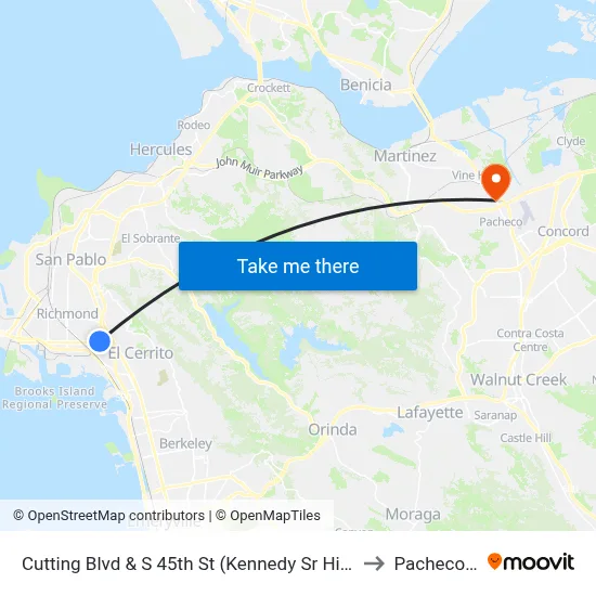 Cutting Blvd & S 45th St (Kennedy Sr High School) to Pacheco, CA map