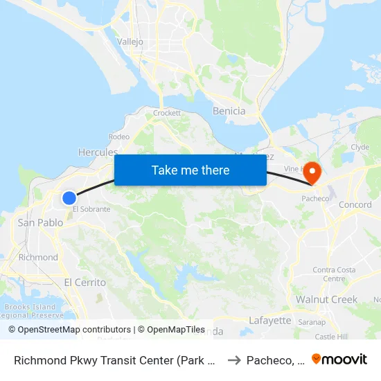 Richmond Pkwy Transit Center (Park & Ride) to Pacheco, CA map