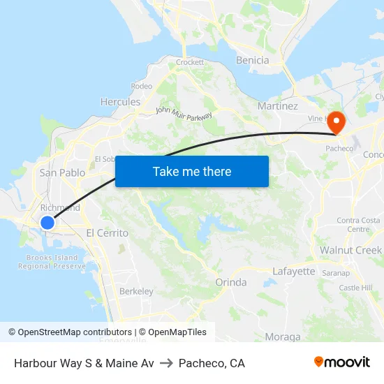 Harbour Way S & Maine Av to Pacheco, CA map