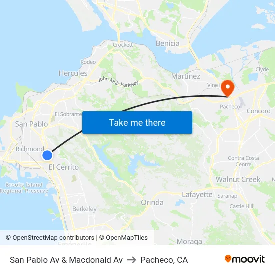 San Pablo Av & Macdonald Av to Pacheco, CA map