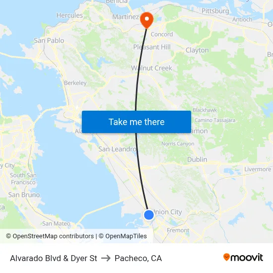 Alvarado Blvd & Dyer St to Pacheco, CA map