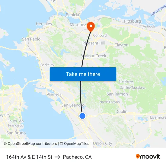 164th Av & E 14th St to Pacheco, CA map