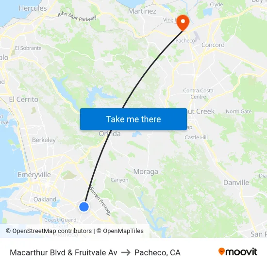 Macarthur Blvd & Fruitvale Av to Pacheco, CA map