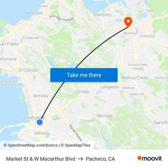 Market St & W Macarthur Blvd to Pacheco, CA map