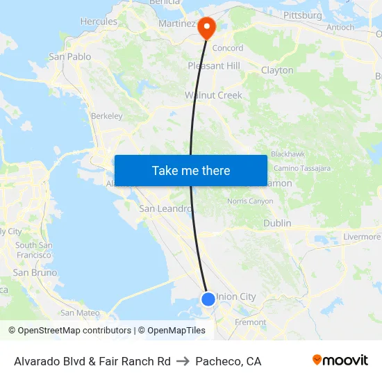 Alvarado Blvd & Fair Ranch Rd to Pacheco, CA map
