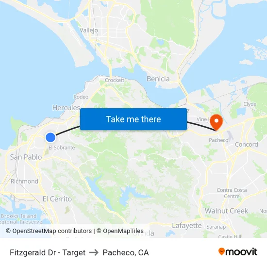 Fitzgerald Dr - Target to Pacheco, CA map