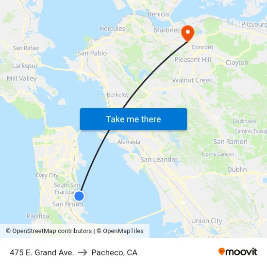 475 E. Grand Ave. to Pacheco, CA map