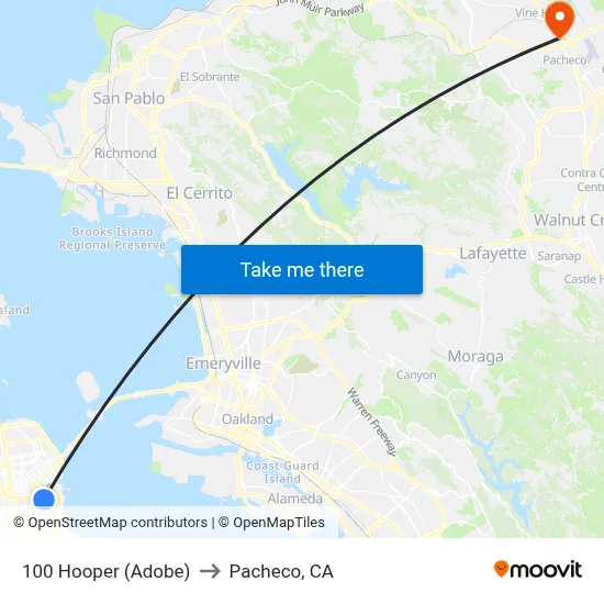 100 Hooper (Adobe) to Pacheco, CA map