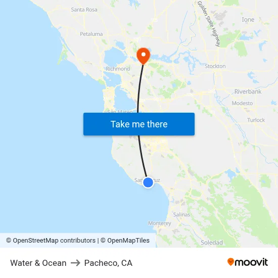 Water & Ocean to Pacheco, CA map