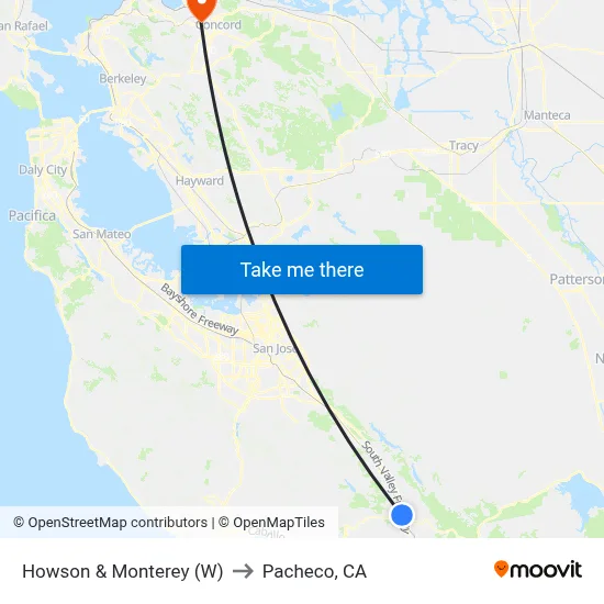 Howson & Monterey (W) to Pacheco, CA map