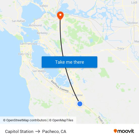 Capitol Station to Pacheco, CA map