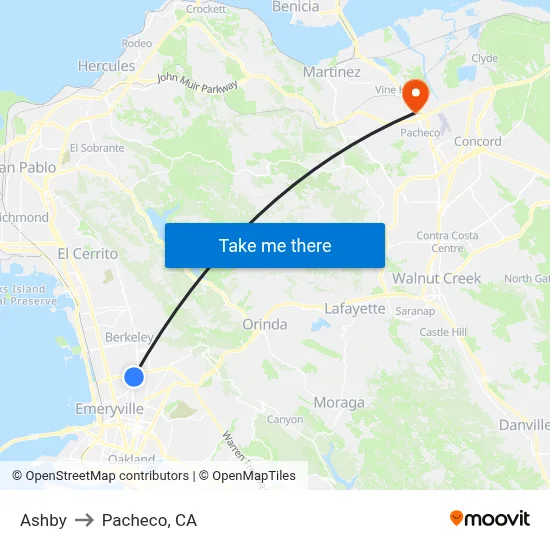 Ashby to Pacheco, CA map
