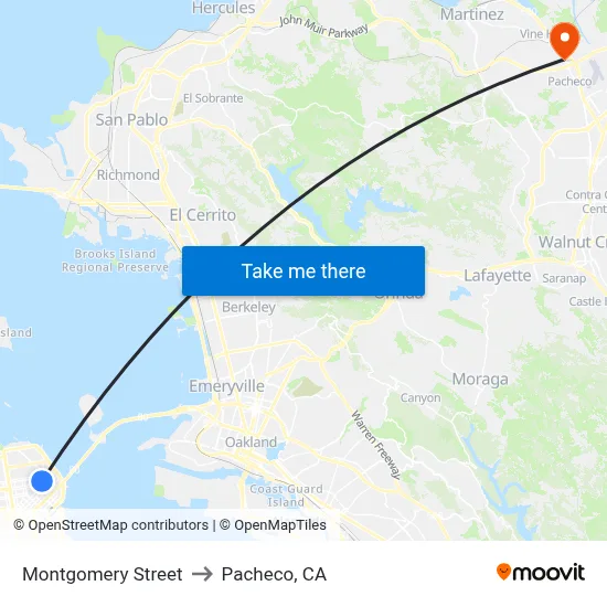 Montgomery Street to Pacheco, CA map