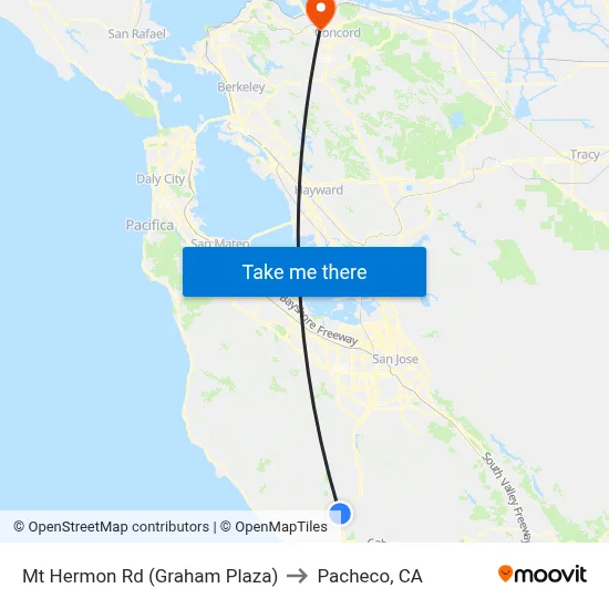 Mt Hermon Rd (Graham Plaza) to Pacheco, CA map