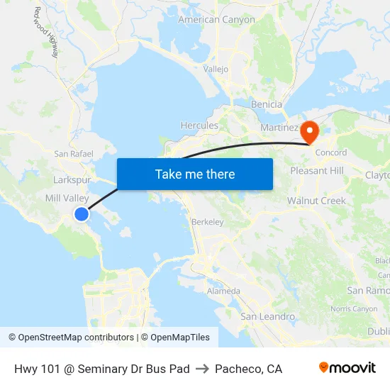 Hwy 101 @ Seminary Dr Bus Pad to Pacheco, CA map