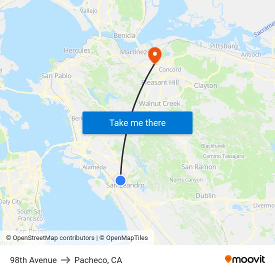 98th Avenue to Pacheco, CA map