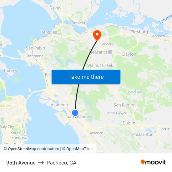95th Avenue to Pacheco, CA map