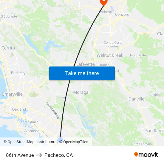 86th Avenue to Pacheco, CA map