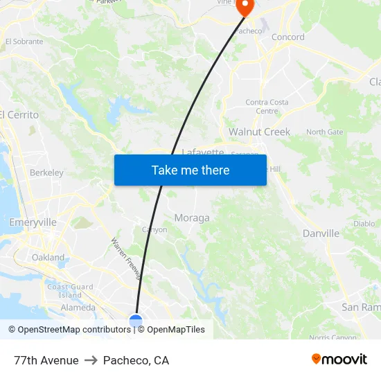77th Avenue to Pacheco, CA map