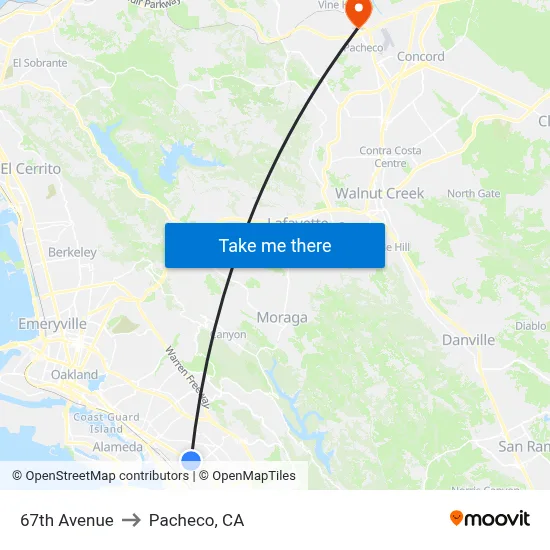 67th Avenue to Pacheco, CA map