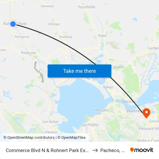 Commerce Blvd N & Rohnert Park Expy to Pacheco, CA map