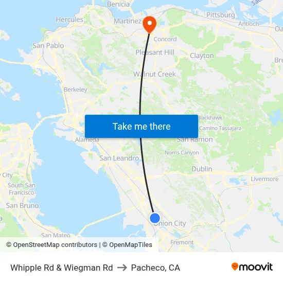 Whipple Rd & Wiegman Rd to Pacheco, CA map