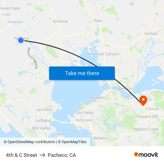 4th & C Street to Pacheco, CA map