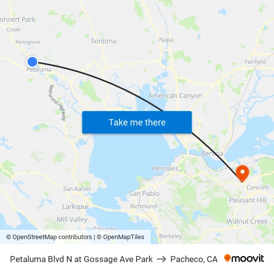 Petaluma Blvd N at Gossage Ave Park to Pacheco, CA map