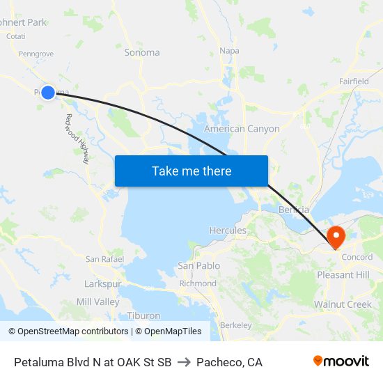 Petaluma Blvd N at OAK St  SB to Pacheco, CA map