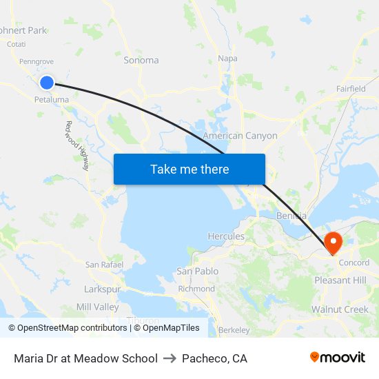 Maria Dr at Meadow School to Pacheco, CA map