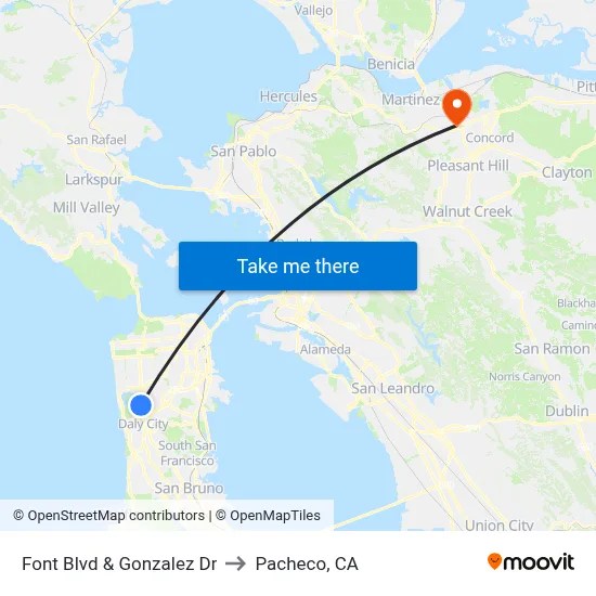 Font Blvd & Gonzalez Dr to Pacheco, CA map