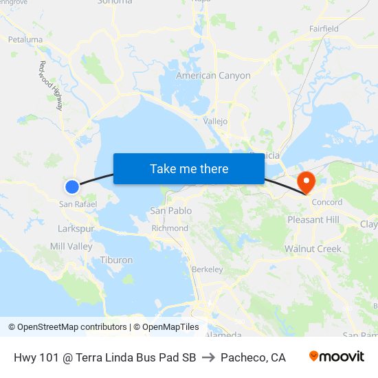 Hwy 101 @ Terra Linda Bus Pad SB to Pacheco, CA map