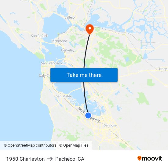 1950 Charleston to Pacheco, CA map