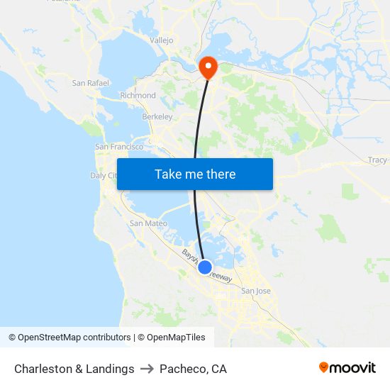 Charleston & Landings to Pacheco, CA map