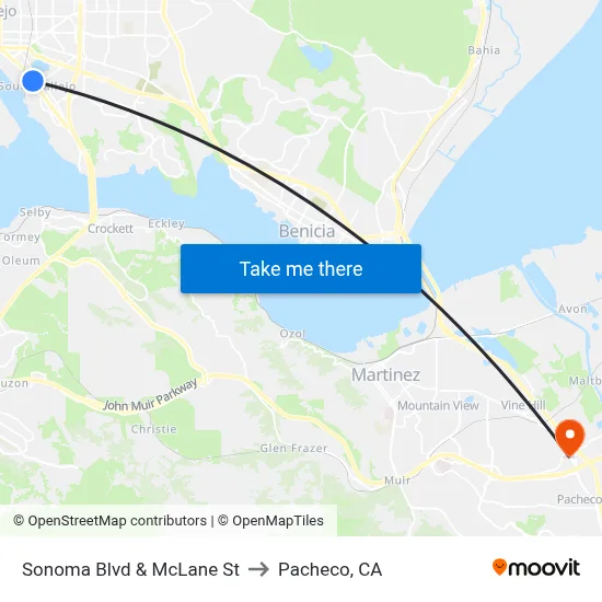 Sonoma Blvd & McLane St to Pacheco, CA map