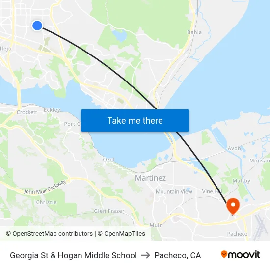 Georgia St & Hogan Middle School to Pacheco, CA map