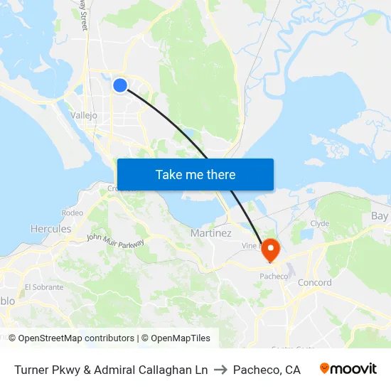 Turner Pkwy & Admiral Callaghan Ln to Pacheco, CA map