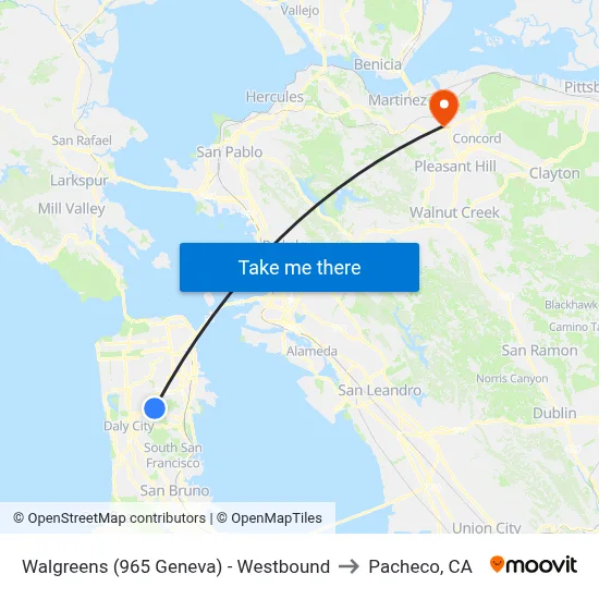 Walgreens (965 Geneva) - Westbound to Pacheco, CA map