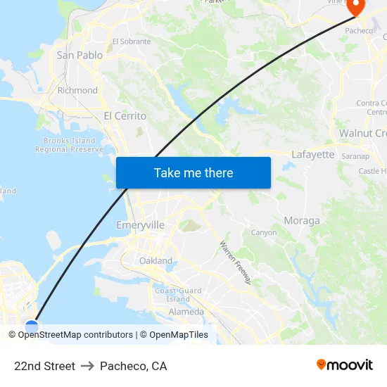 22nd Street to Pacheco, CA map
