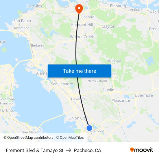 Fremont Blvd & Tamayo St to Pacheco, CA map
