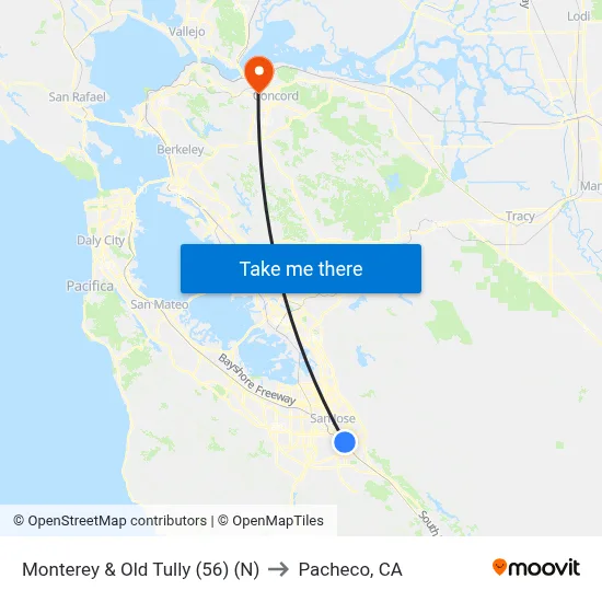 Monterey & Old Tully (56) (N) to Pacheco, CA map